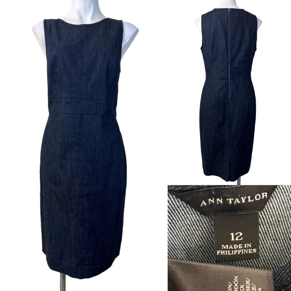 Ann Taylor 12 sleeveless denim sheath dress